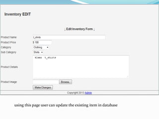 using this page user can update the existing item in database

 