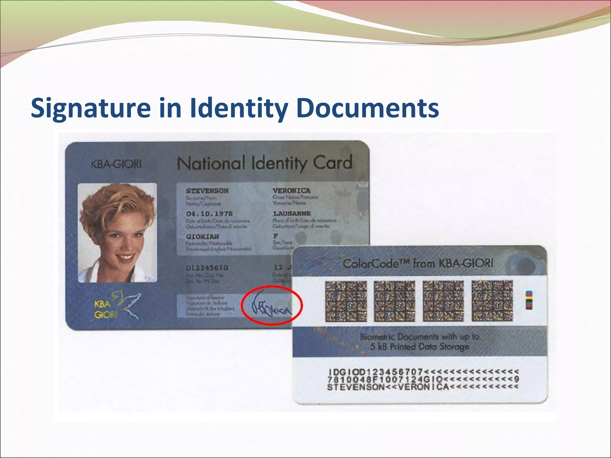 Signature in Identity Documents
 