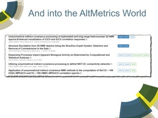 And into the AltMetrics World

 