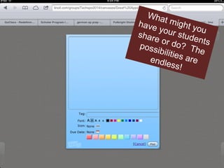 Wha
have t might y
ou
your
stude
shar
e or
do? nts
poss
The
ibiliti
e
endle s are
ss!

 