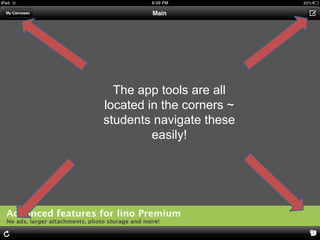 The app tools are all
located in the corners ~
students navigate these
easily!

 