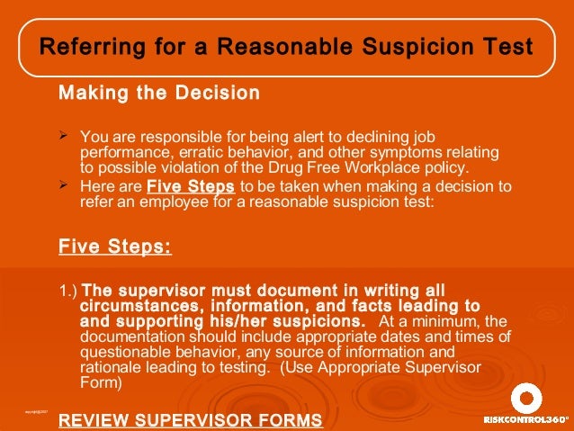 drug free workplace supervisor training presentation moore counseli reasonable suspicion drug testing form