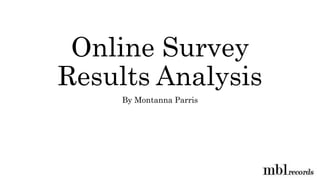 Online Survey
Results Analysis
By Montanna Parris
 