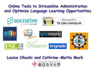 Louise Ohashi and Cathrine-Mette Mork
Online Tools to Streamline Administration
and Optimize Language Learning Opportunities
 