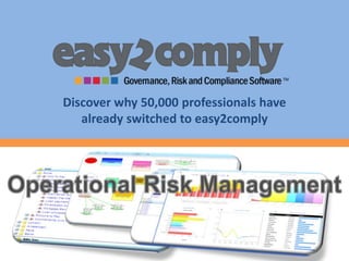 Discover why 50,000 professionals have already switched to easy2comply Operational Risk Management 