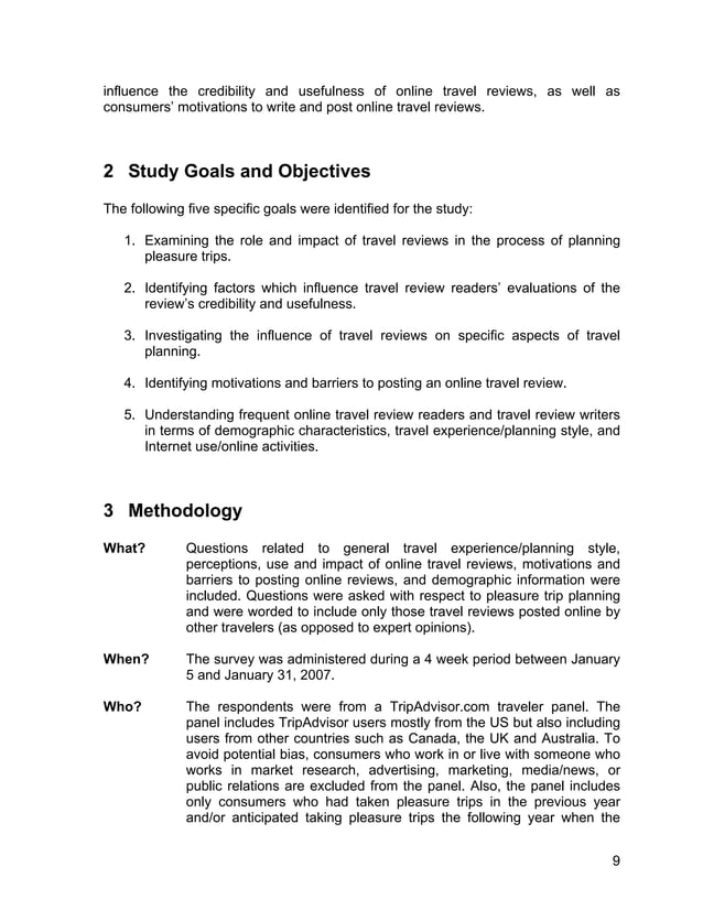 Online travel review study