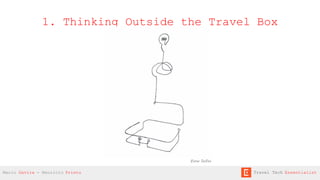 1. Thinking Outside the Travel Box
Victor Torﬁño
Mario Gavira - Mauricio Prieto Travel Tech Essentialist
 