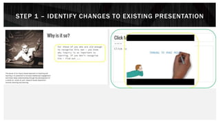 STEP 1 – IDENTIFY CHANGES TO EXISTING PRESENTATION
 