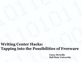 Writing Center Hacks:  Tapping into the Possibilities of Freeware Casey McArdle Ball State University 