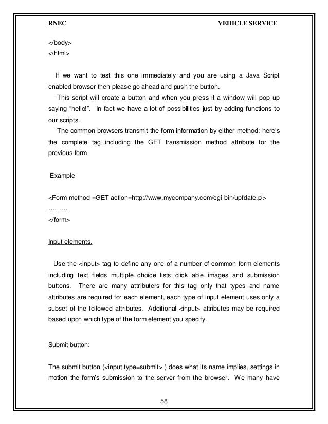 Online vehicle service center management system project report