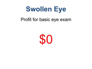 Swollen Eye
Profit for basic eye exam
$0
 