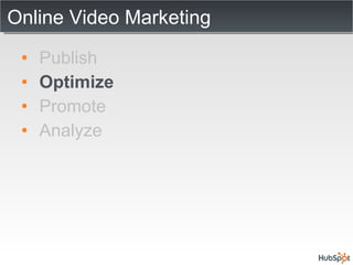 Online Video Marketing Publish Optimize Promote Analyze 