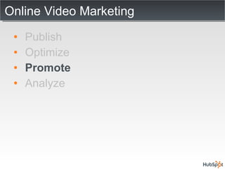 Online Video Marketing Publish Optimize Promote Analyze 