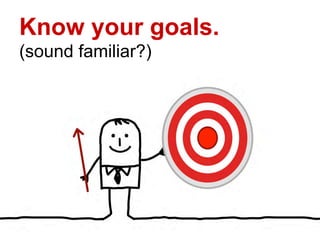 Know your goals.
(sound familiar?)
 