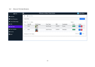 15
6.2 CREATE VOTERS SCREEN
 