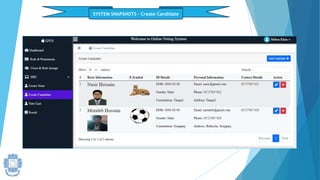 SYSTEM SNAPSHOTS – Create Candidate
 