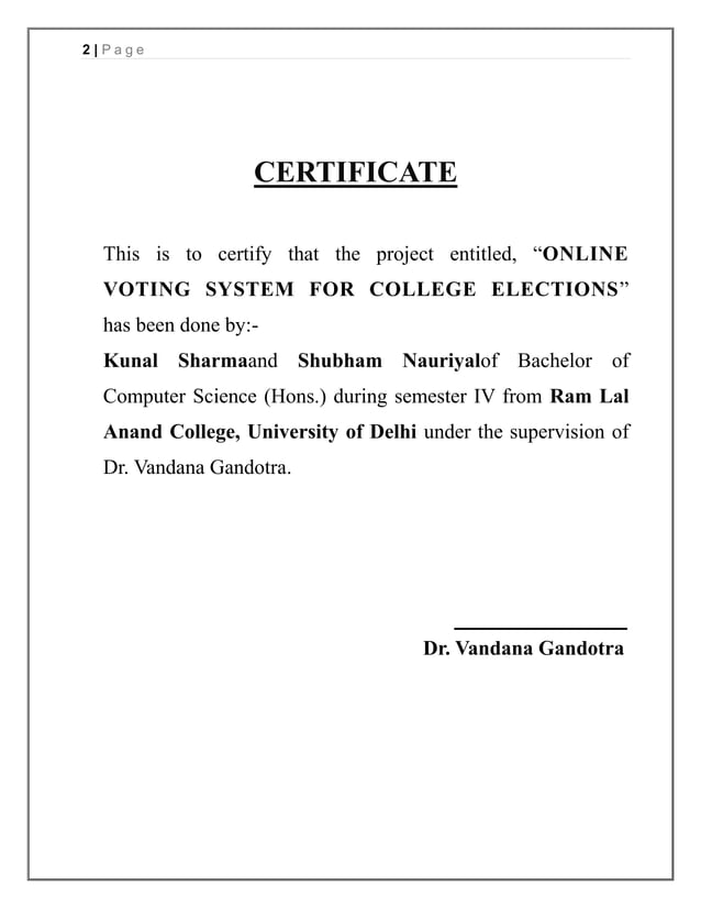 Online voting system project | DOCX