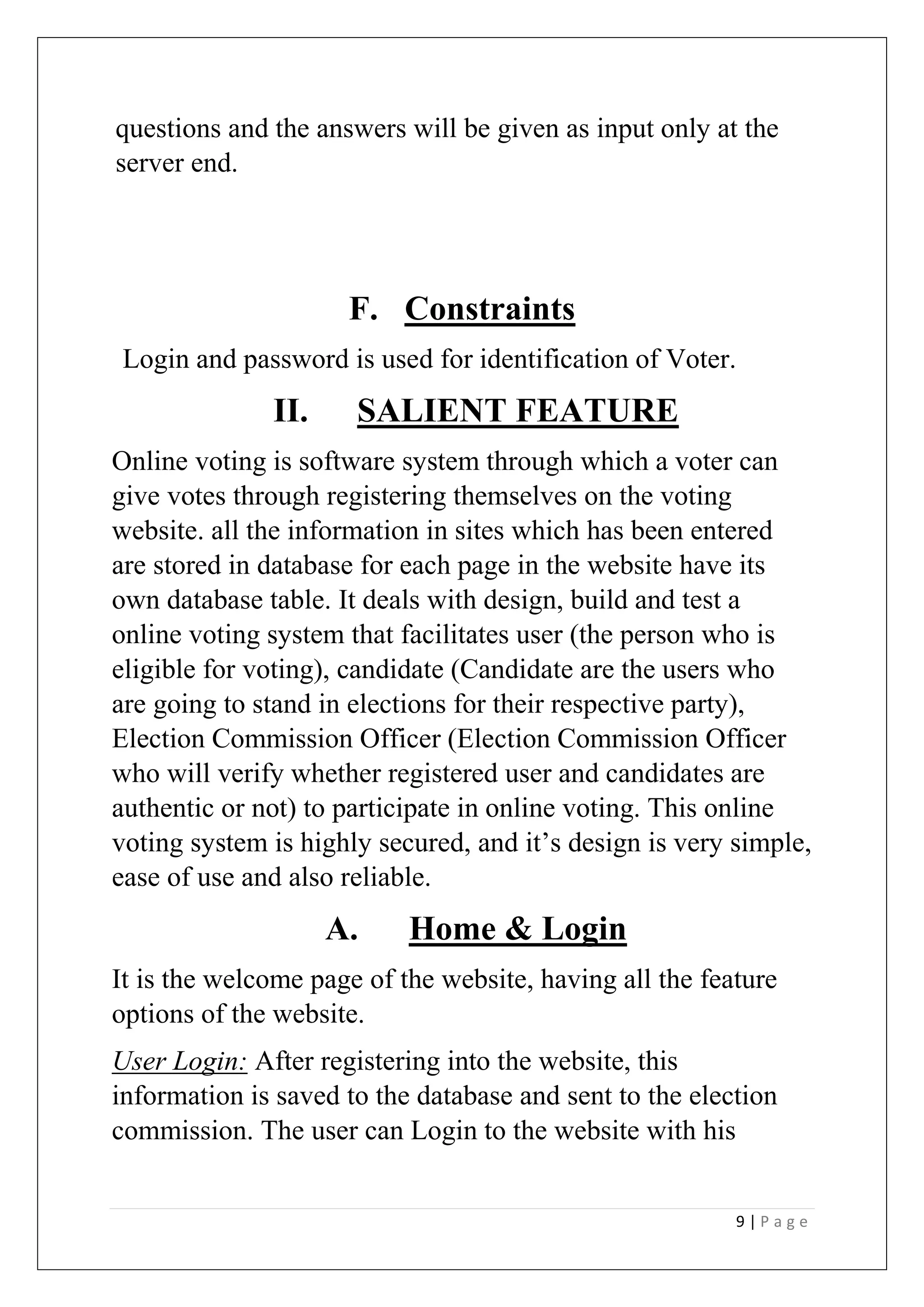 ONLINE VOTING SYSTEM SE Project for vote | DOCX