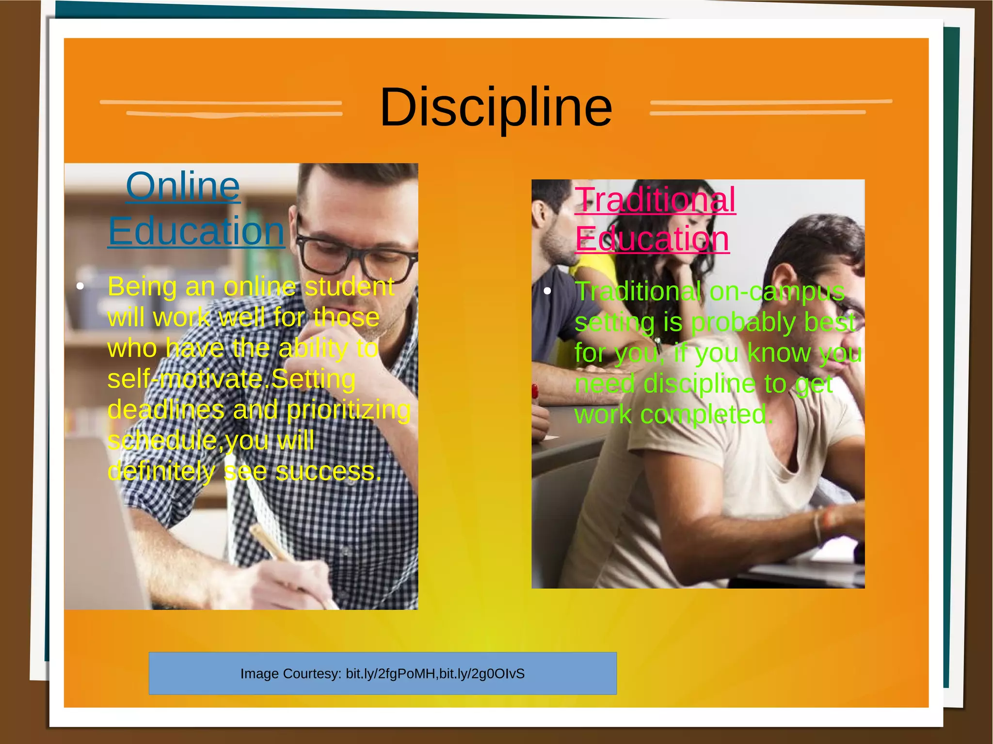 Online vs traditional education. | ODP