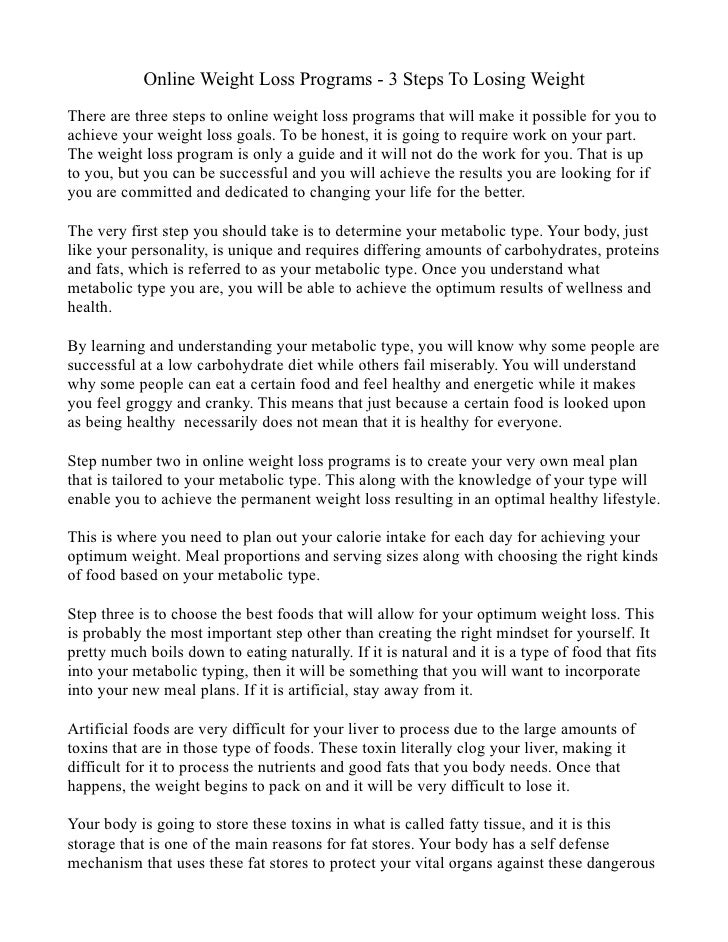 Online weight loss programs 3 steps to losing weight