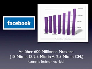 An über 600 Millionen Nutzern
(18 Mio in D, 2,5 Mio in A, 2,5 Mio in CH,)
          kommt keiner vorbei
 