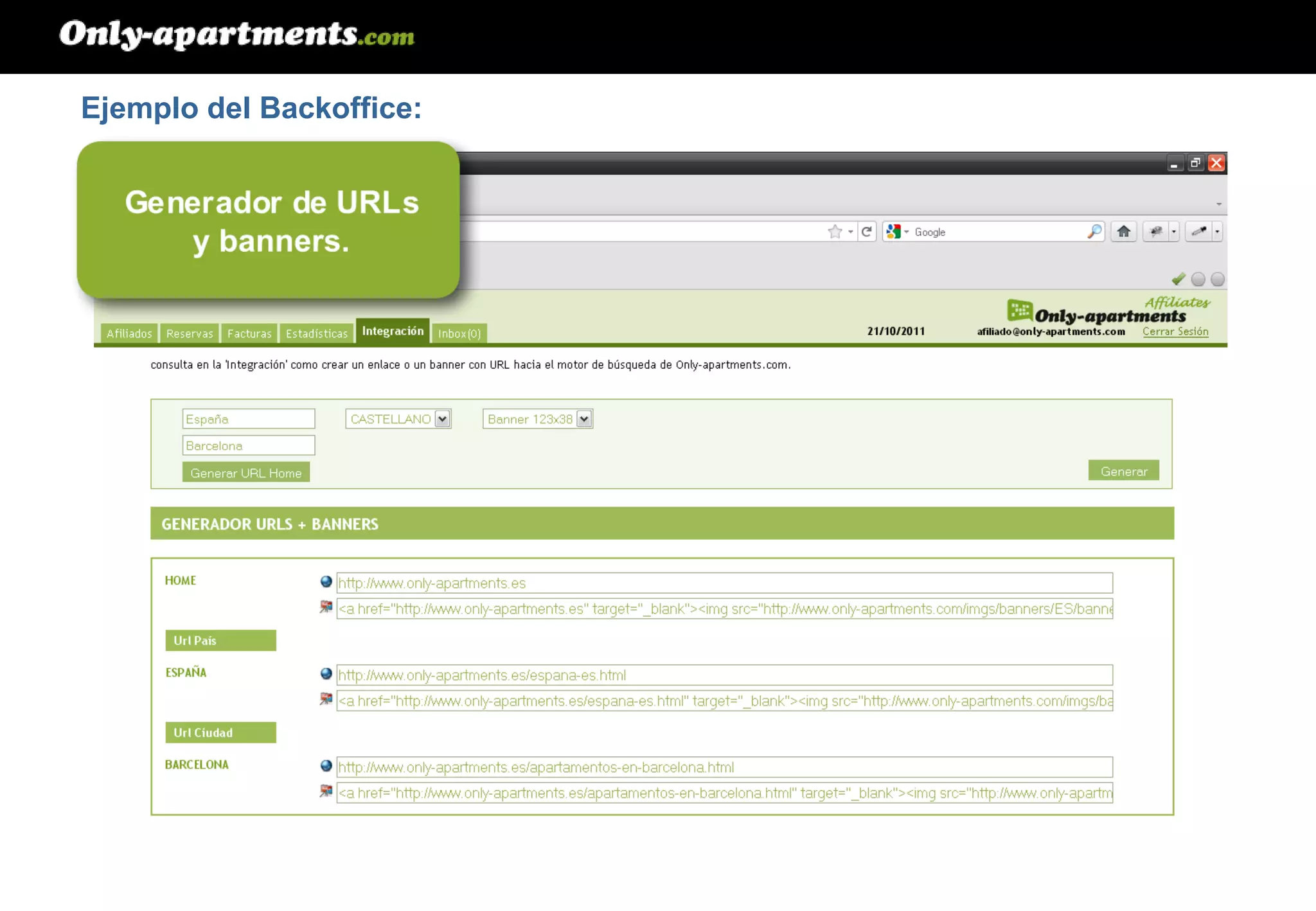 Ejemplo del Backoffice: