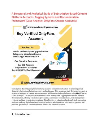 Only Fans Account Example Reliable Sources for Wholesale OnlyFans Creator Account Sales | PDF