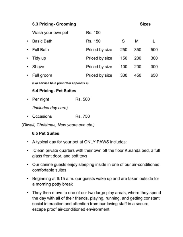 Only paws business plan