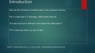 Data Structure Using C - FILES | PPTX