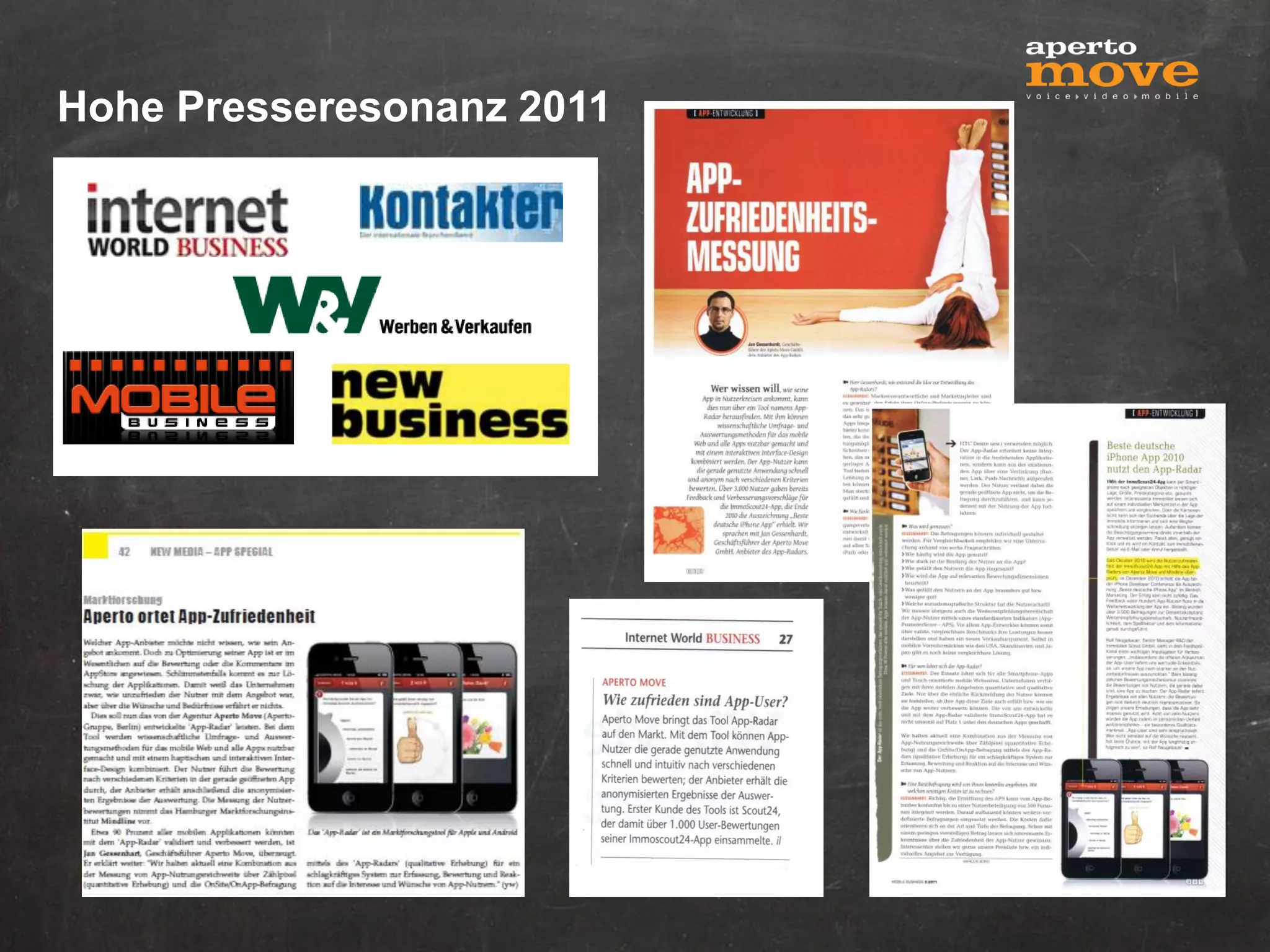 Hohe Presseresonanz 2011
 