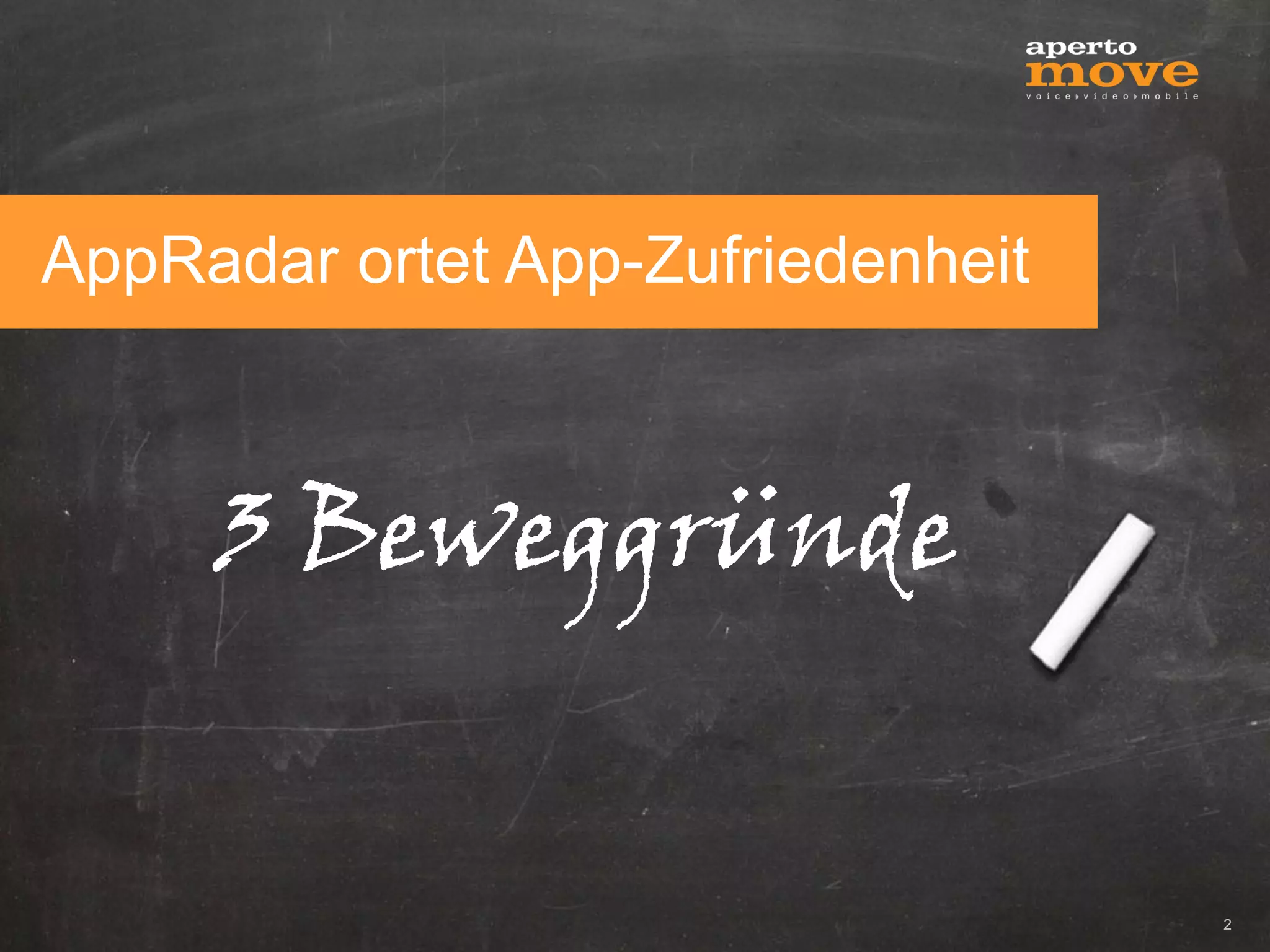 AppRadar ortetMindline Media
 Aperto Move & App-Zufriedenheit



     3 Beweggründe


                                   2
 
