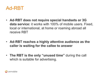 The reinvention of Ringback tones by OnMobile | PPTX