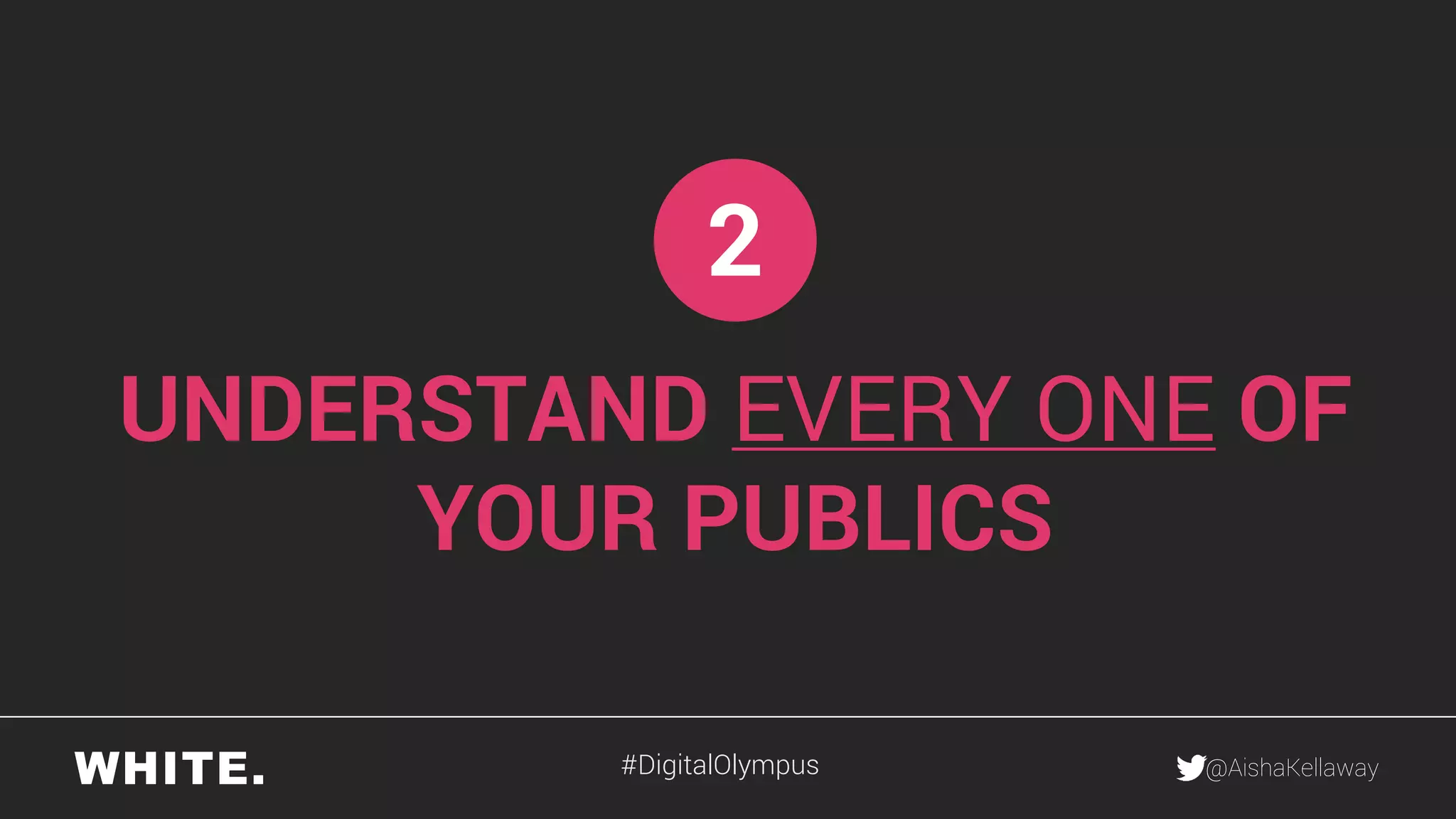 @AishaKellaway
UNDERSTAND EVERY ONE OF
YOUR PUBLICS
2
#DigitalOlympus
 