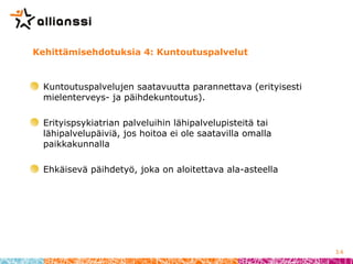 Onnistunut nuorisotakuu  -hankkeen tuloksia Suvi Ervamaa Allianssi 16.4.2014
