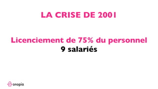 Licenciement de 75% du personnel
9 salariés
LA CRISE DE 2001
 