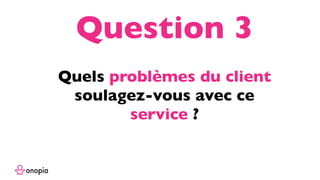 Quels problèmes du client
soulagez-vous avec ce
service ?
Question 3
 