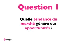 Quelle tendance du
marché génère des
opportunités ?
Question 1
 