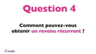 Comment pouvez-vous
obtenir un revenu récurrent ?
Question 4
 