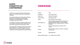 CARTE
D’IDENTITE DE
L’ENTREPRISE
Vorwerk est un groupe international actif dans divers
secteurs, dont le siège social se s...