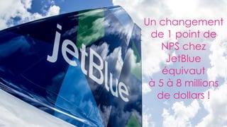 Un changement
de 1 point de
NPS chez
JetBlue
équivaut
à 5 à 8 millions
de dollars !
 