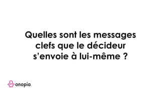 Quelles sont les messages
clefs que le décideur
s’envoie à lui-même ?
 