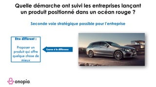 Course à la différence
Etre différent :
Proposer un
produit qui offre
quelque chose de
mieux
Quelle démarche ont suivi les entreprises lançant
un produit positionné dans un océan rouge ?
Seconde voie stratégique possible pour l’entreprise
 