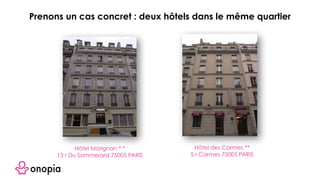 Hôtel Marignan * *
13 r Du Sommerard 75005 PARIS
Hôtel des Carmes **
5 r Carmes 75005 PARIS
Prenons un cas concret : deux hôtels dans le même quartier
 