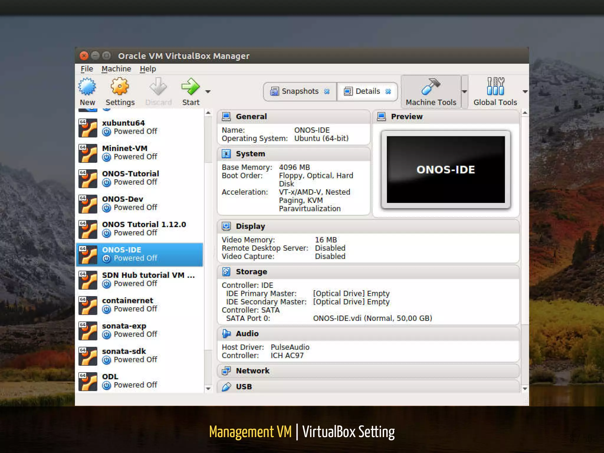 Management VM | VirtualBox Setting 8 / 50
 