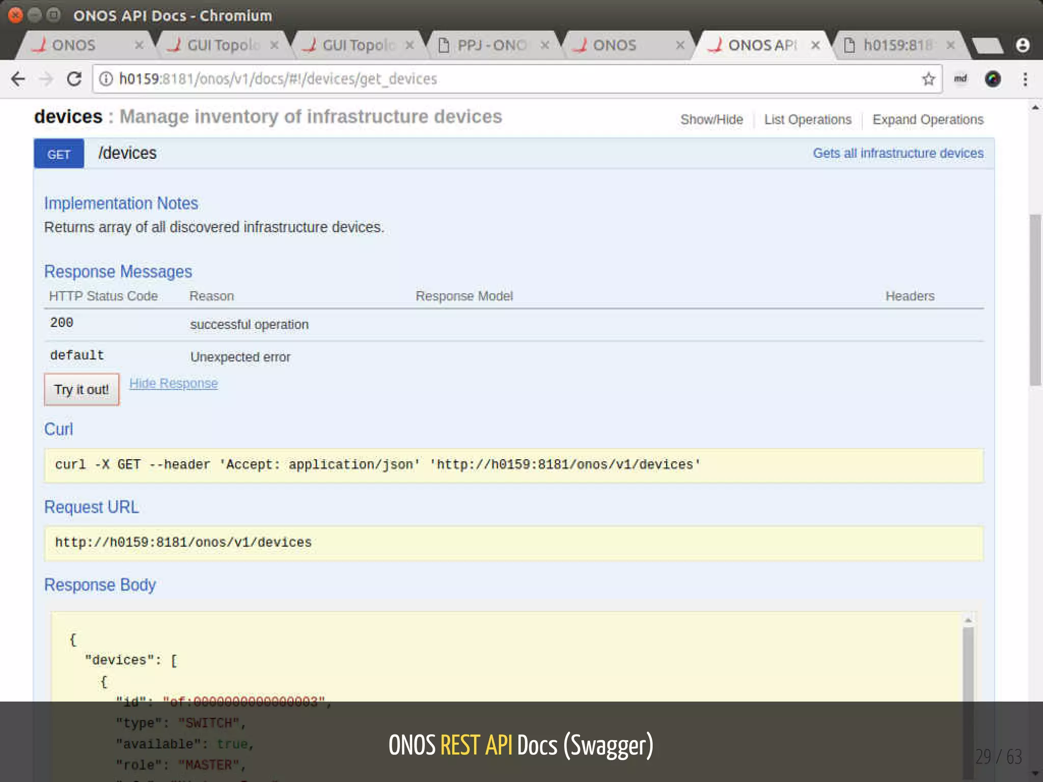 ONOS REST API Docs (Swagger) 29 / 63
 