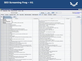 SEO Screaming Frog – H1




                          10
 