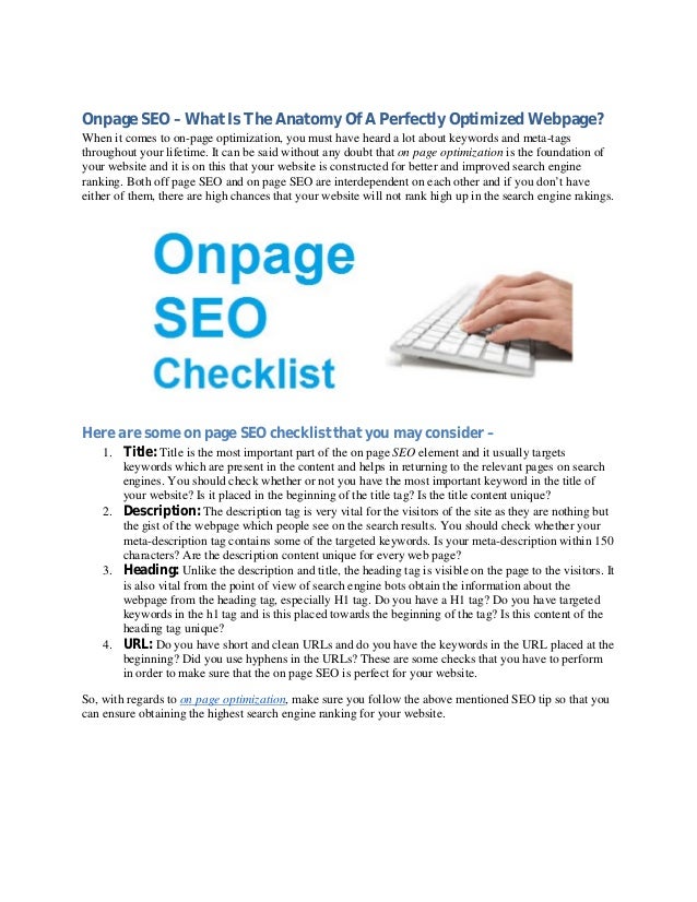 On page seo factors: how to create a perfectly optimized page list On page seo factors: how to create a perfectly optimized page list