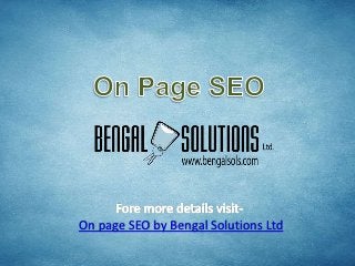 On page SEO by Bengal Solutions Ltd
 