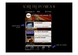 NOTRE PROPOSITION (1)



Rappel du visuel du
         spectacle




                                                                    5 onglets sans répétitions


                           RESERVER MON ESPACE   E-TICKET   BONUS
                                                              JEU
 