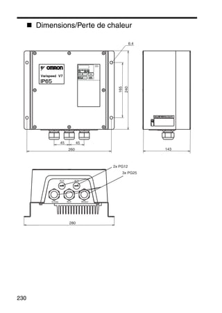 230
Dimensions/Perte de chaleur
6.4
45
260
280
143
240
165
45
CONSOLE
NUMERIQUE
JVOP-147
AUXAUX
AUX MoteurEntrée
3x PG25
2x PG12
 